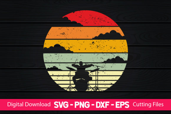 Cool Drummer Art for Men Women Drum Set Graphics