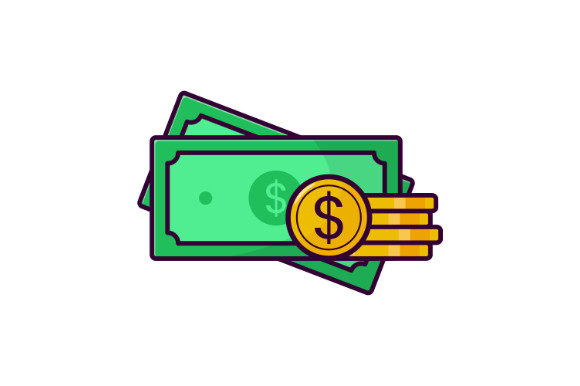 Floating Money and Coins Illustration: Graphics & Illustrations for Crafters