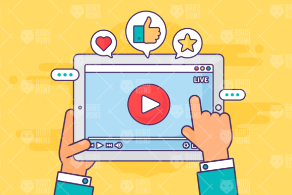 Live Stream on Screen Top View Graphics & Illustrations