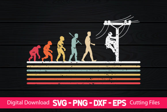 Retro Evolution of Lineman Electrician Graphics & Print Templates